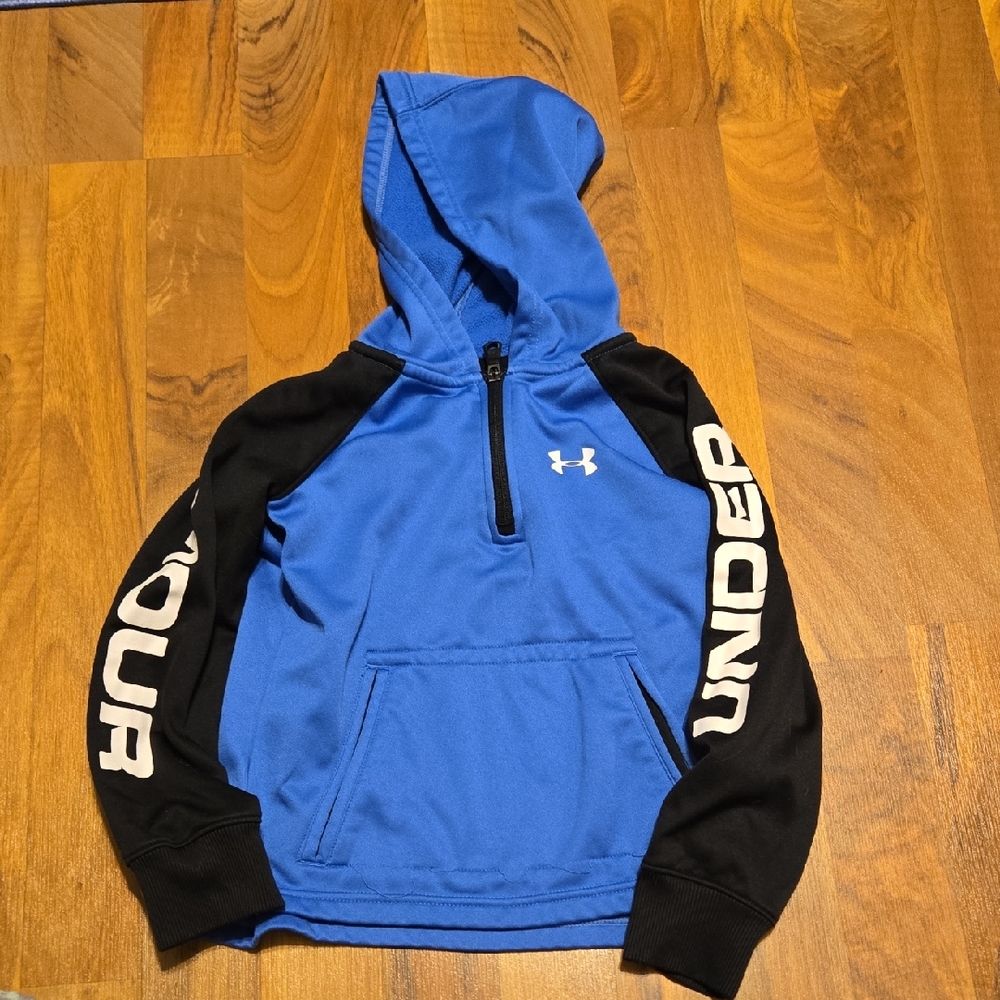 Under Armour Blue and Black Hooded Half-Zip Pullover